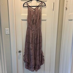 Free People dusky purple lace insets Ruffled Sundress